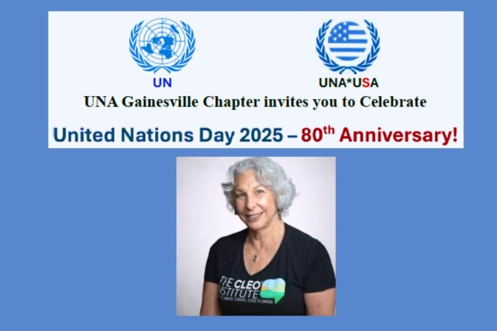 Ellen Siegel will be the keynote speaker as the UNA Gainesville Chapter celebrates the 80th anniversary of the United Nations on Oct. 25. Courtesy of UNA Gainesville Chapter