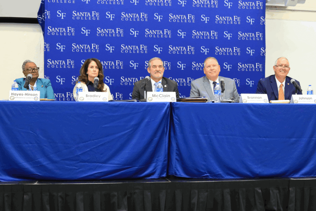 From left, the Alachua County delegation includes state Rep. Yvonne Hayes-Hinson, state Sen. Jennifer Bradley, state Sen. Stan McClain, state Rep. Chuck Brannan and state Rep. Chad Johnson.