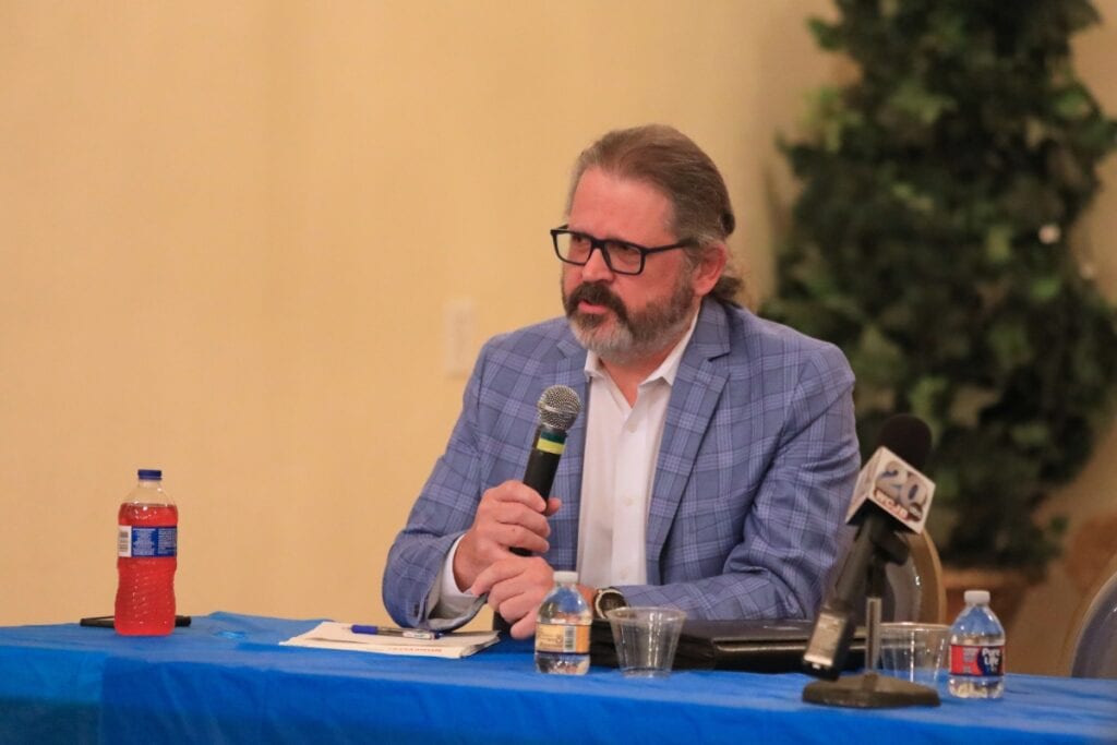 Gainesville Regional Utilities CEO Ed Bielarski highlighted improved financials since the change in utility management. Photo by Seth Johnson