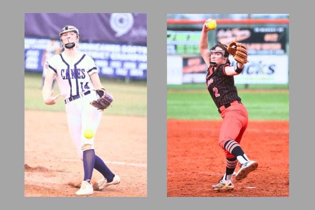 Gainesville's Leanna Bourdage (left) and Trenton's Addison Allaire recently signed with SEC schools Texas A&M and Florida, respectively. Photos by C.J. Gish