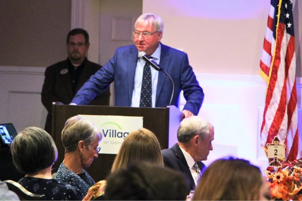 The Arc of Alachua County President and CEO Mark Swain thanks colleagues during the organization's annual meeting. Photo by Lillian Hamman