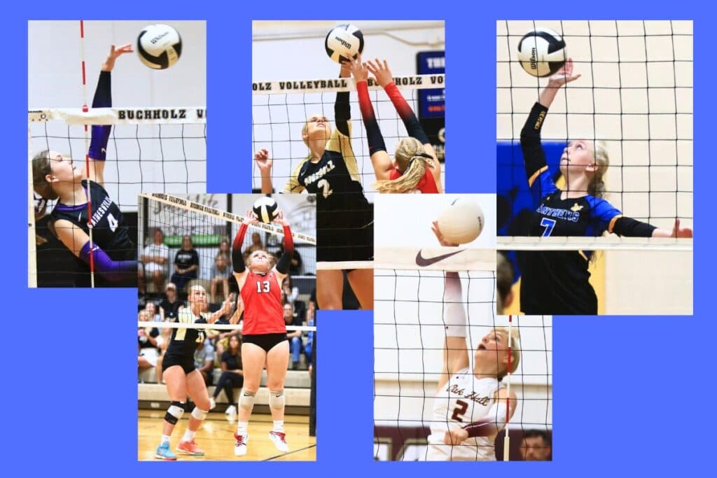 (From left) GHS's Rowan Kage, Santa Fe's Gracyn Marshall, Buchholz's Addie Sixbey, Oak Hall's Lizzie Cannon and Newberry's Meadow Moses will participate on Tuesday at The Prep Zone All-Star Showcase in Alachua. Photos by C.J. Gish