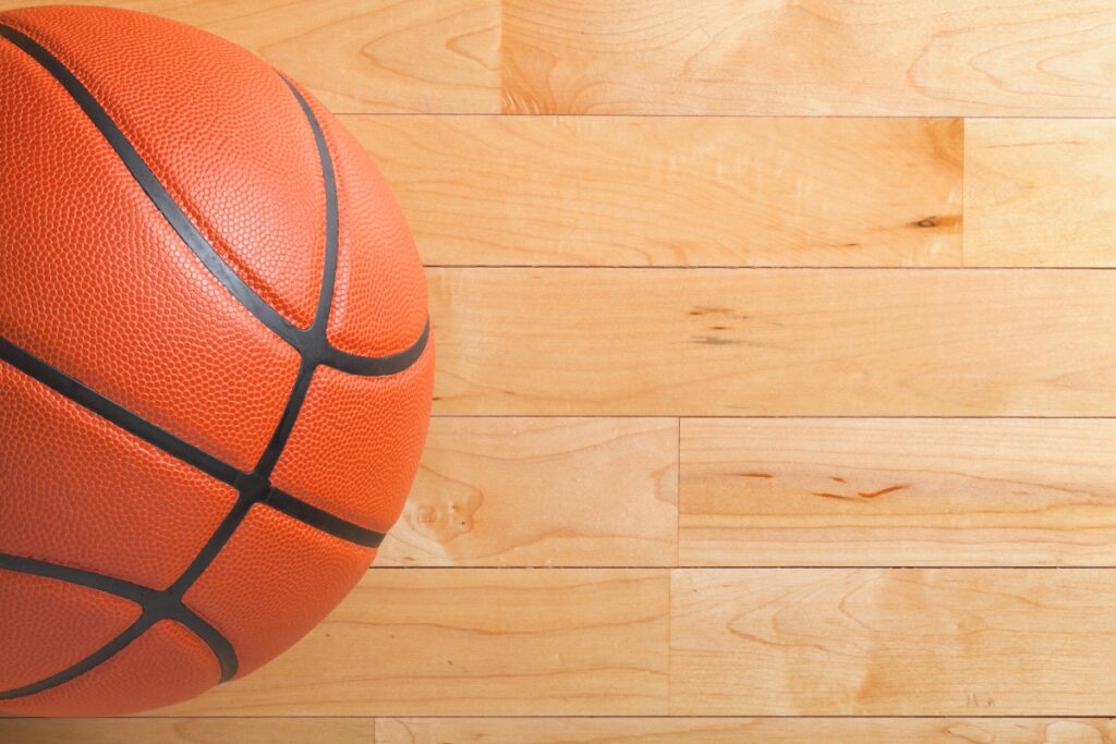 Half basketball on court. Metro creative