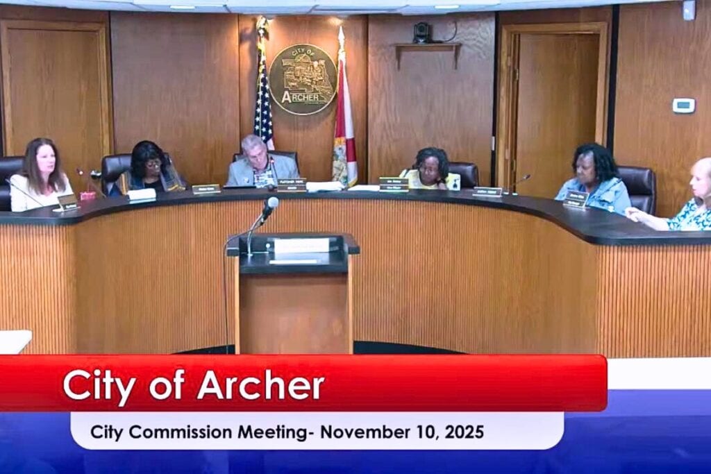 New Seat 1 Commissioner Karen Fiore (far left) joined Archer commission on Monday. Courtesy city of Archer