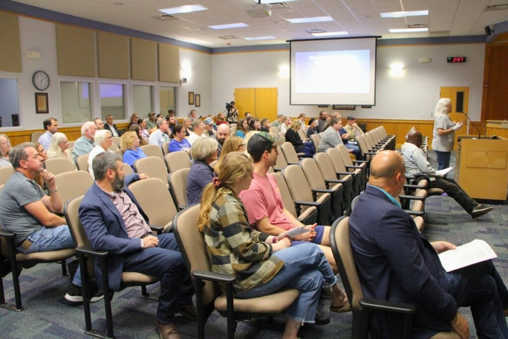 Residents from the greater city of Alachua area gathered to listen to a presentation on the Tara April development.