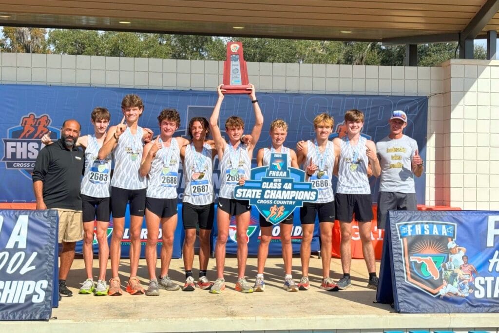 The Buchholz boys cross country team won the Class 4A state cross country championship for the second straight year. Photo by Jill Geltner