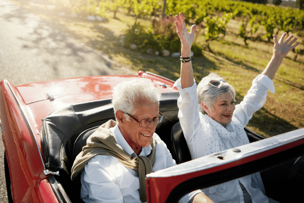 Two retiree's enjoying a joy ride