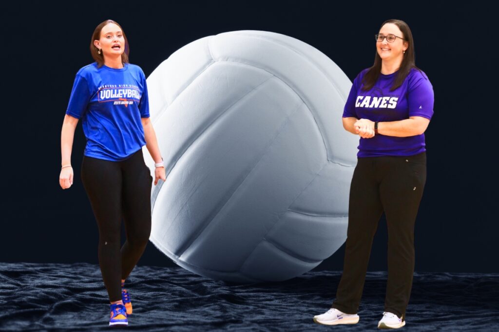 Branford's Lachelle Sykes (left) Gainesville's Jerica Carter-Mitchell were selected the 2025 All Area volleyball coaches of the year. Graphic and photos by C.J. Gish
