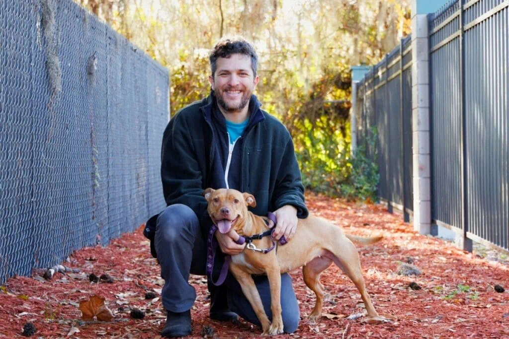 Groups can volunteer to walk shelter dogs around the Humane Society of North Central Florida's new trail in Pack Walk program. Courtesy of Humane Society of North Central Florida
