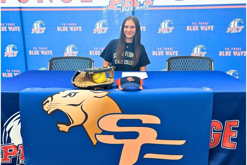 P.K. Yonge's Lila Sutton signed on Tuesday to play college softball at South Florida State College. Photo by Mike Ridaught
