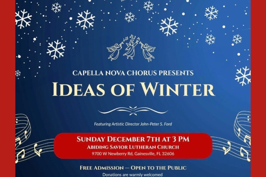 The Capella Nova Chorus of Gainesville will perform the Ideas of Winter on Sunday at the Abiding Savior Lutheran Church in Gainesville. Courtesy of CNCG