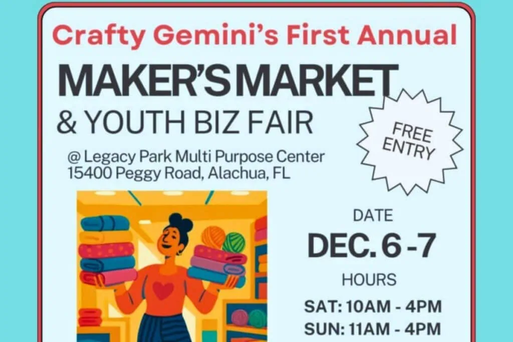 The Crafty Gemini Makers' Market and Youth Biz Fair will be held on Saturday and Sunday in Alachua. Courtesy of Crafty Gemini
