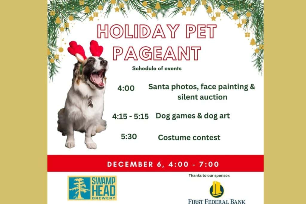 The Shakespeare Animal Fund is hosting its free Holiday Costume Pet Pageant on Saturday at Swamp Head Brewery. Courtesy of KAF