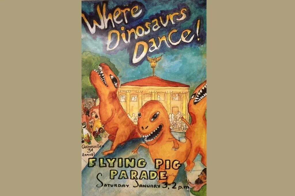 The third annual Flying Pig Parade will take off at Bo Diddley Plaza in Gainesville on Saturday afternoon. Courtesy of Glenn Terry