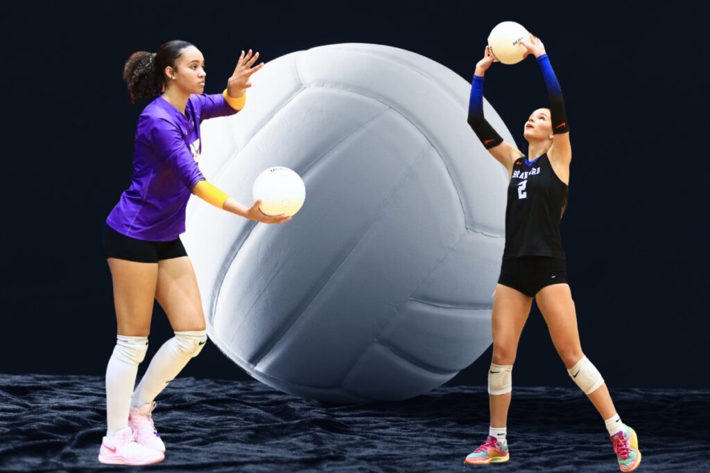 Union County's Jailyn Simmons (left) and Branford's Mylie Fernandez were selected to the 2025 All Area small school volleyball team. Graphic and photos by C.J. Gish