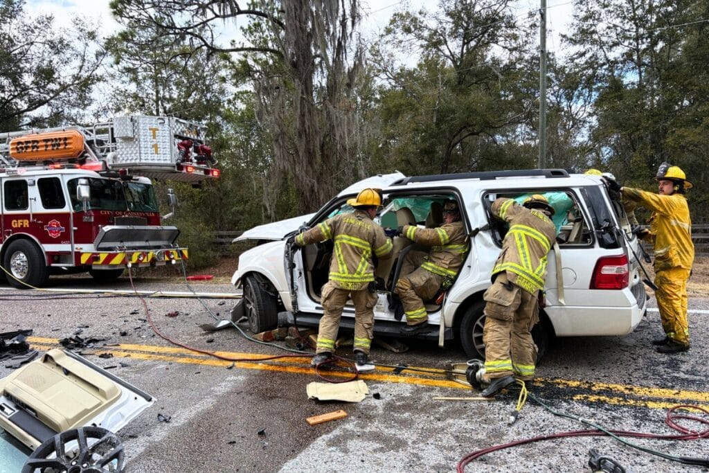 Emergency responders extracted an entrapped driver involved in a head-on collision on North County Road 225 on Friday afternoon. Courtesy of ACFR