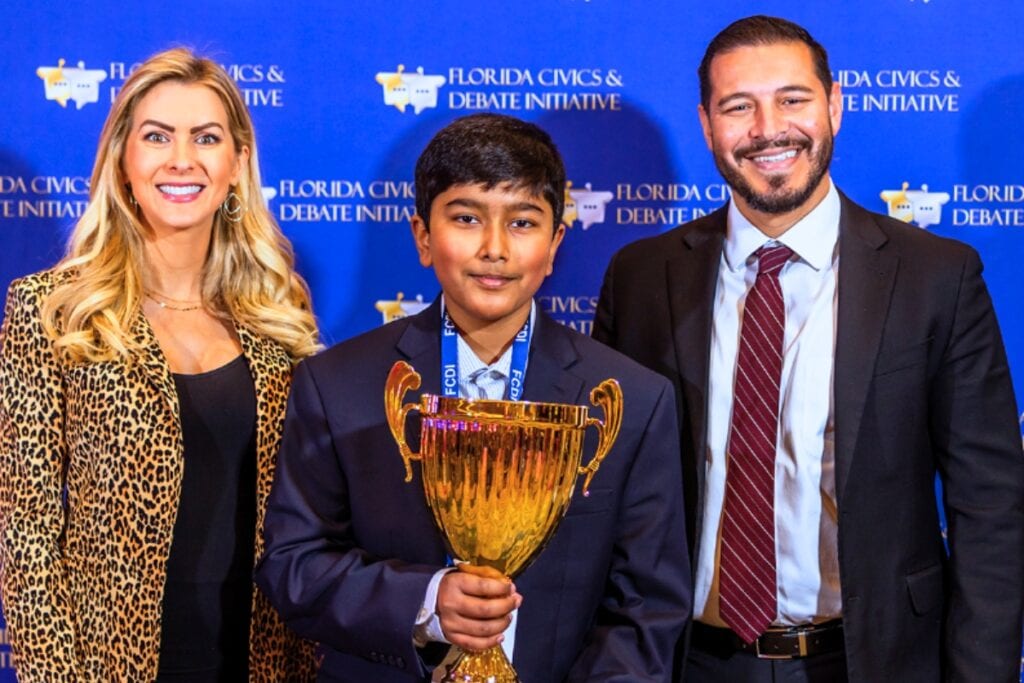 Lincoln Middle School eighth grader Avinoor Jutla won the Overall Middle School Tournament Champion at The Great Debate National Civics & Debate Championship held in Orlando on Jan. 16-19.