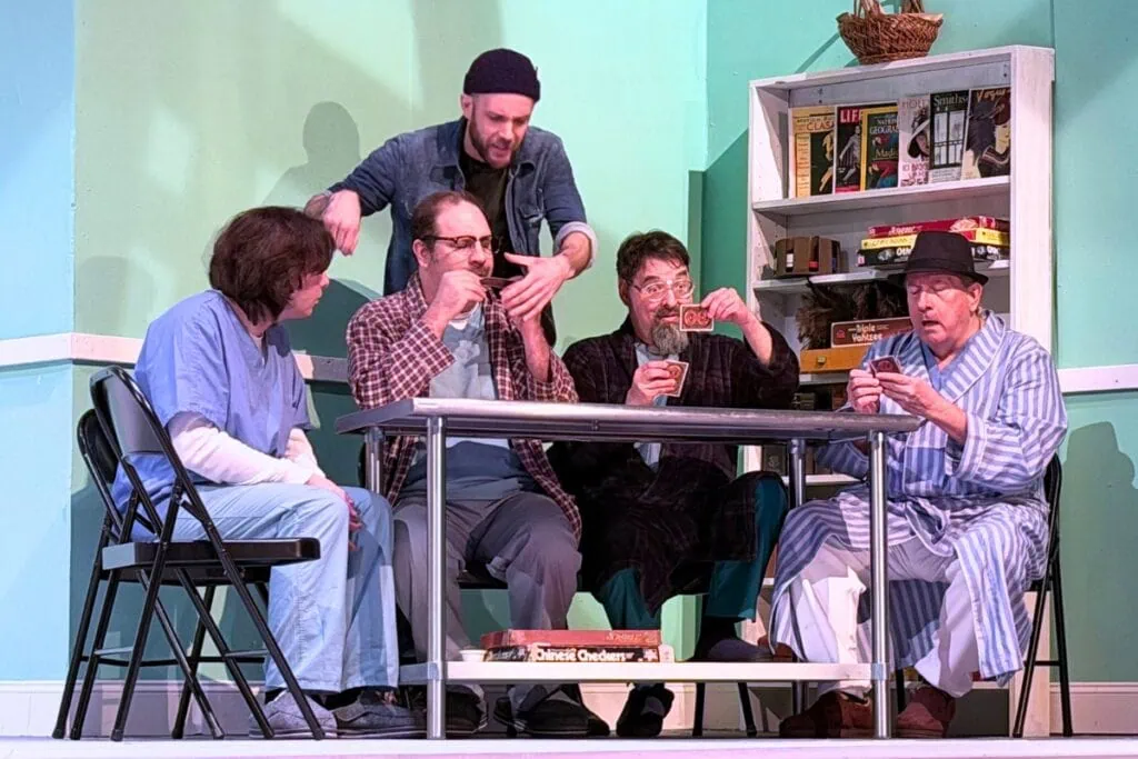 The Gainesville Community Playhouse will perform One Flew Over The Cuckoo's Nest starting Friday, Jan. 23. Guys playing cards around a table.