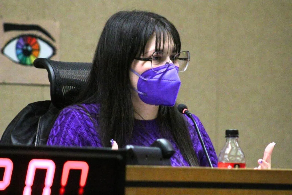 Board Member Sarah Rockwell voted in favor of the renewal of three public charter schools in Gainesville. Photo by Nick Anschultz