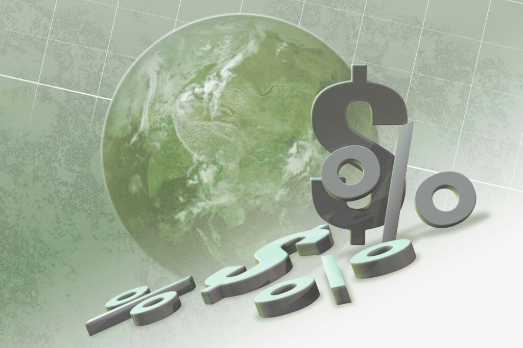 Economy dollar and percentage signs.