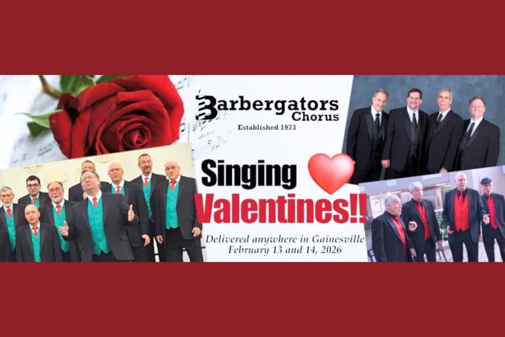 The Barbergators Chorus will be delivering Singing Valentines on Friday and Saturday, Feb. 13-14. Courtesy of Barbergators Chorus