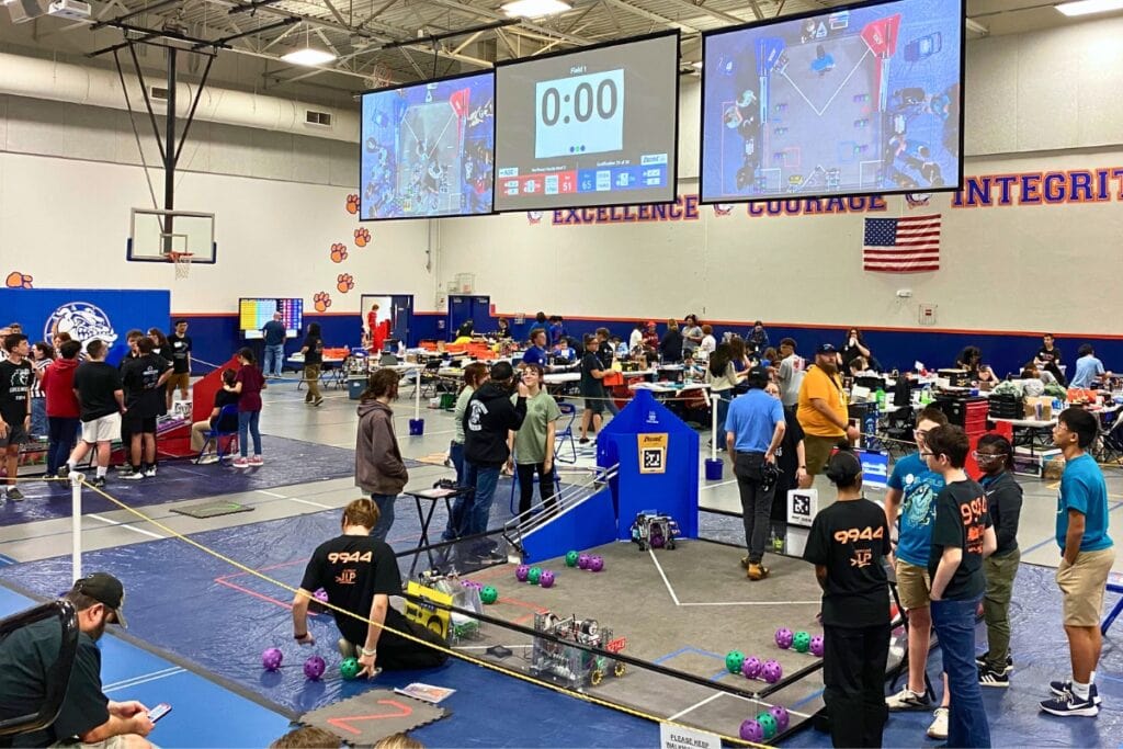 The Steel Eels robotics team from P.K. Yonge competing in the regional competition at Bolles Middle School in Jacksonville.