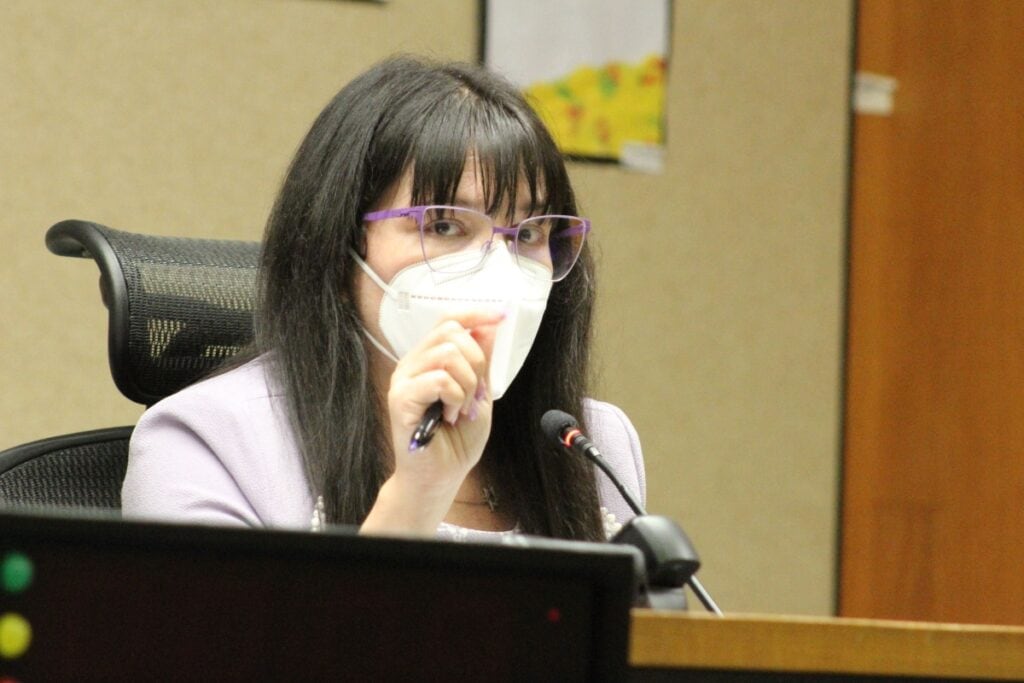 Board Member Sarah Rockwell voted in favor of zoning changes that will see school closures and consolidations begin as early as this fall. Photo by Nick Anschutlz