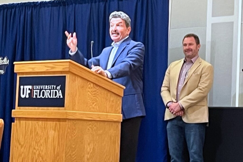 David Stirt's 55-year career in media was celebrated on Wednesday when he was inducted into the UF College of Journalism and Communication's Ring of Honor. Photo by Mike Ridaught