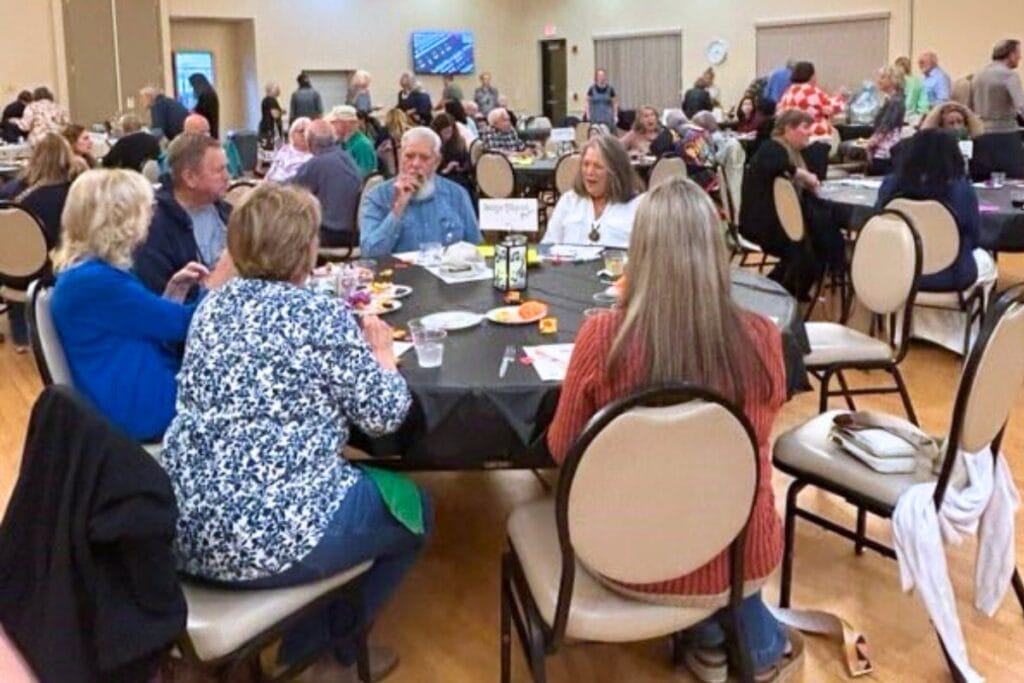 More than 100 people turned out to play Music Trivia Bingo, a fundraiser event for the Altrusa House, on Friday at the Alachua County Senior Center. Photo by Ronnie Lovler