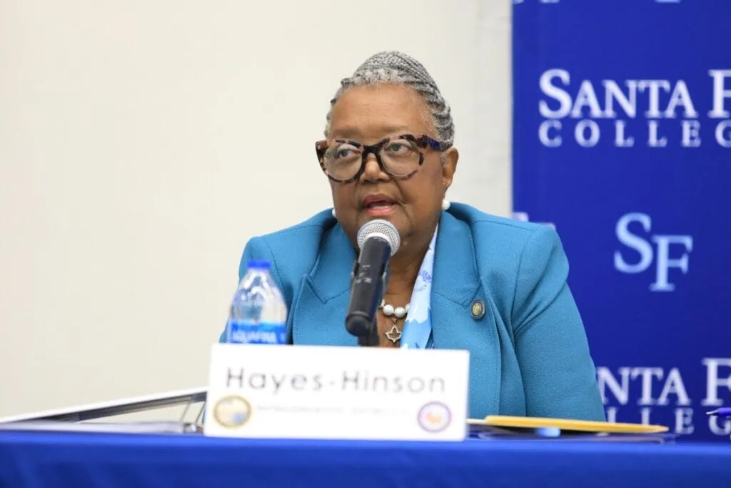 State Rep. Yvonne Hayes Hinson speaks during the 2026 Alachua County Legislative Delegation meeting.