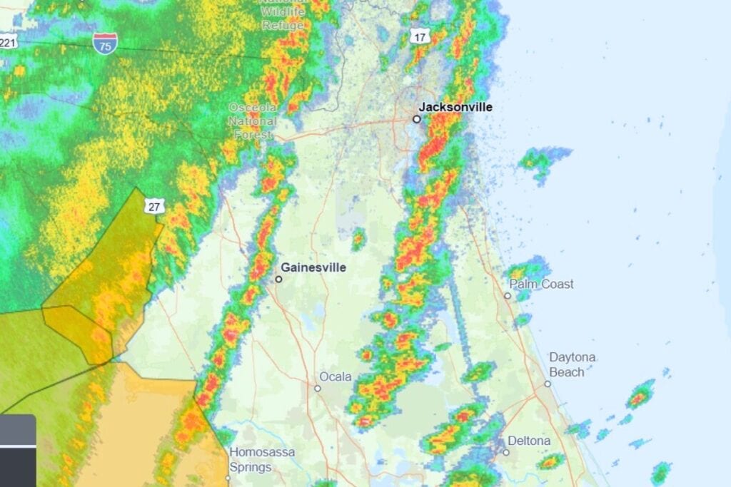 The National Weather Service in Jacksonville issued a tornado watch for Alachua, Bradford, Marion and Union counties in North Central Florida. Courtesy of NWS