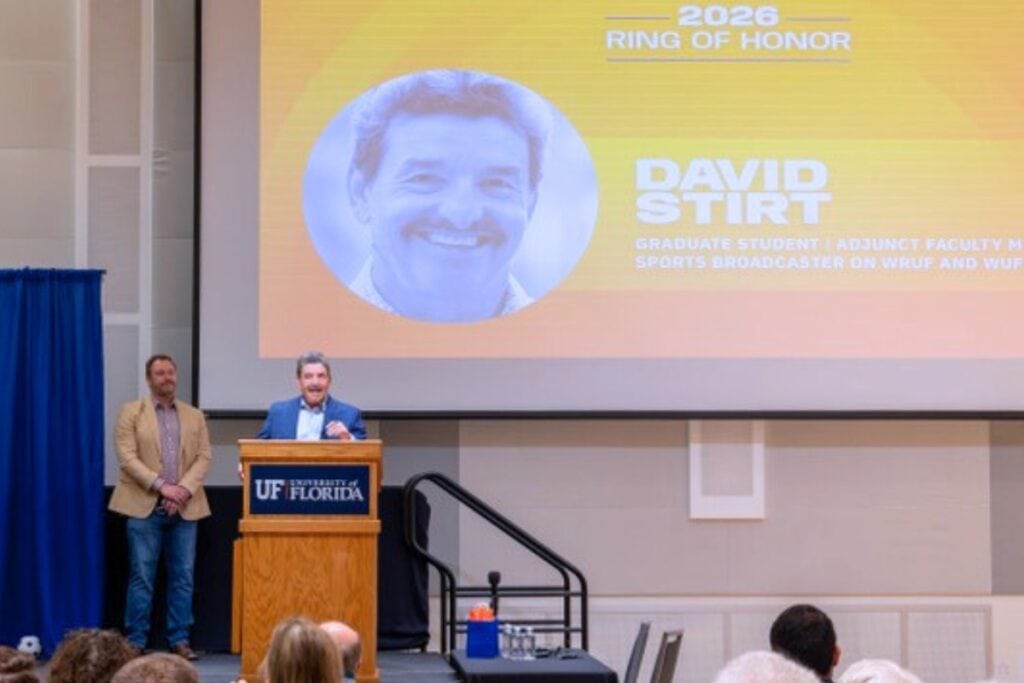 The UF College of Journalism and Communications added David Stirt to its Ring of Honor with a ceremony held on March 4. Courtesy of David Stirt