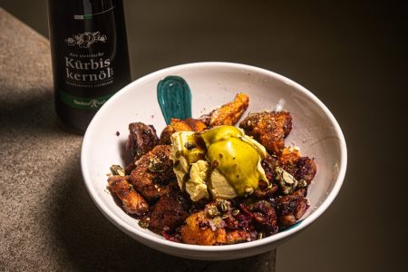 Heidelbeerschmarrn mit Vanilleeis & Kernöl