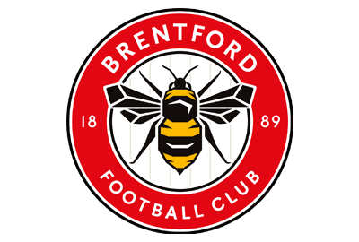 Brentford Football Club logo featuring a stylised bee in black and yellow, with 