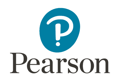 Pearson logo featuring a stylised blue 