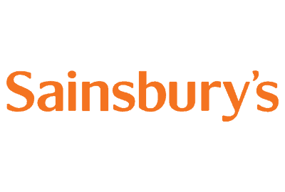 The Sainsbury's logo in orange text on an orange background.