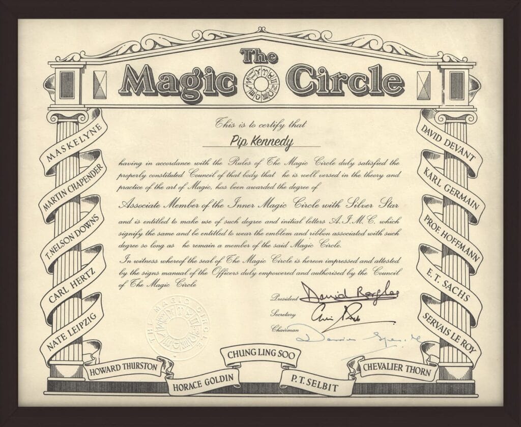 A certificate for the magic of the circle.