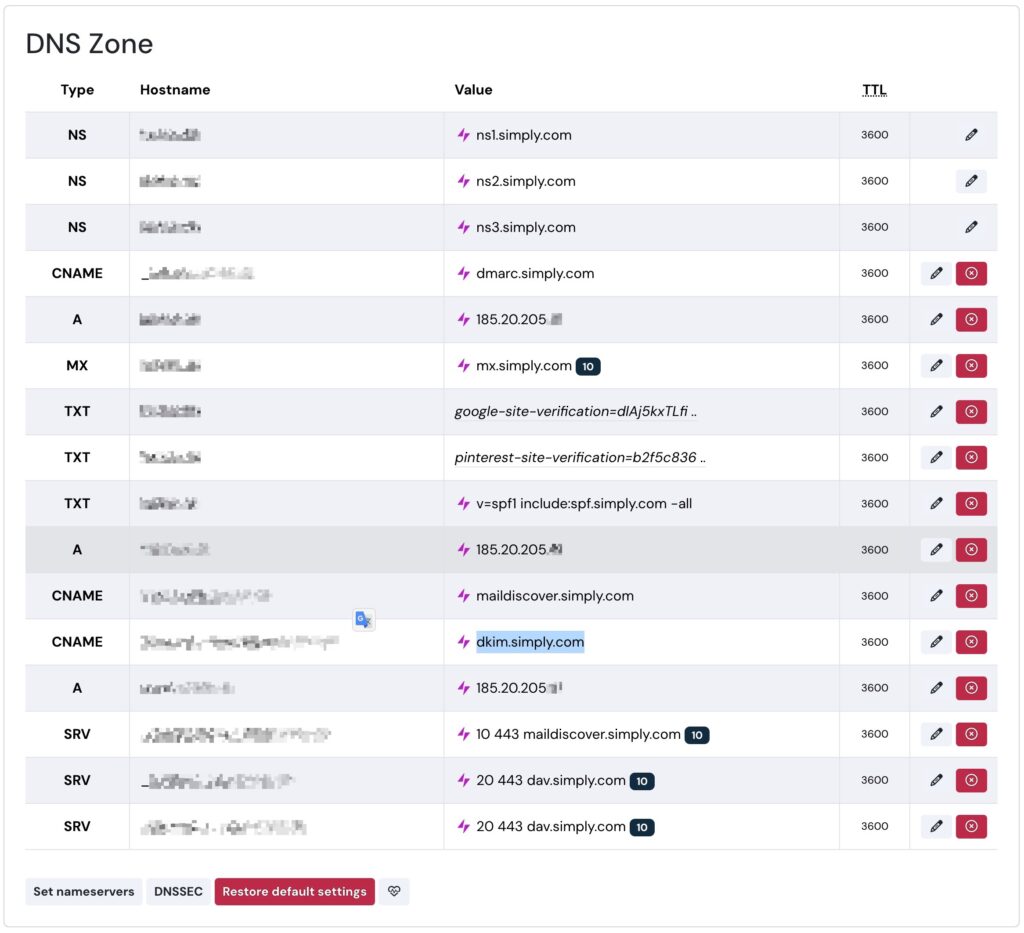 Simply DNS screenshot