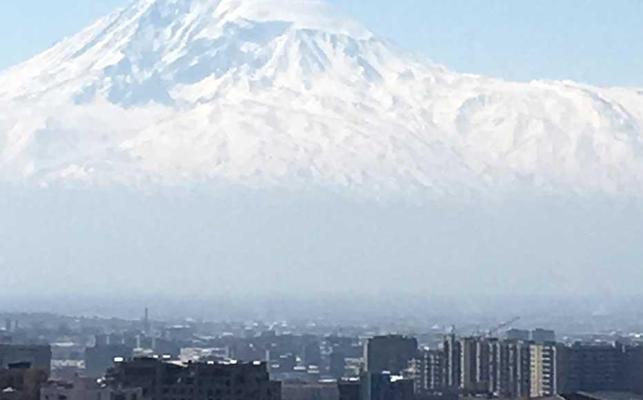 A view of Armenia's capital Yerevan with Mount Ararat in the background. The legendary resting-place of Noah’s Ark is a symbol of Armenian identity and it lies in Turkish territory.