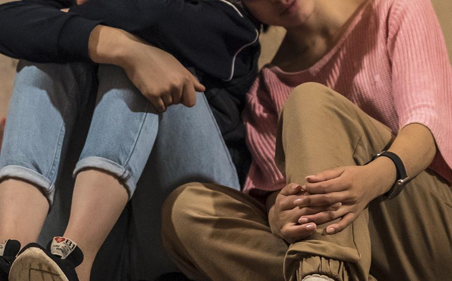 Sisters Galina and Elina Balasanyan in the basement of a church where they have been sheltering from fighting in Stepanakert, Nagorno-Karabakh, October 2020.