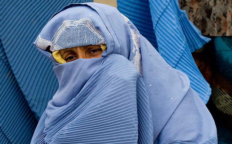 An Afghan woman in central Kabul, Afghanistan.