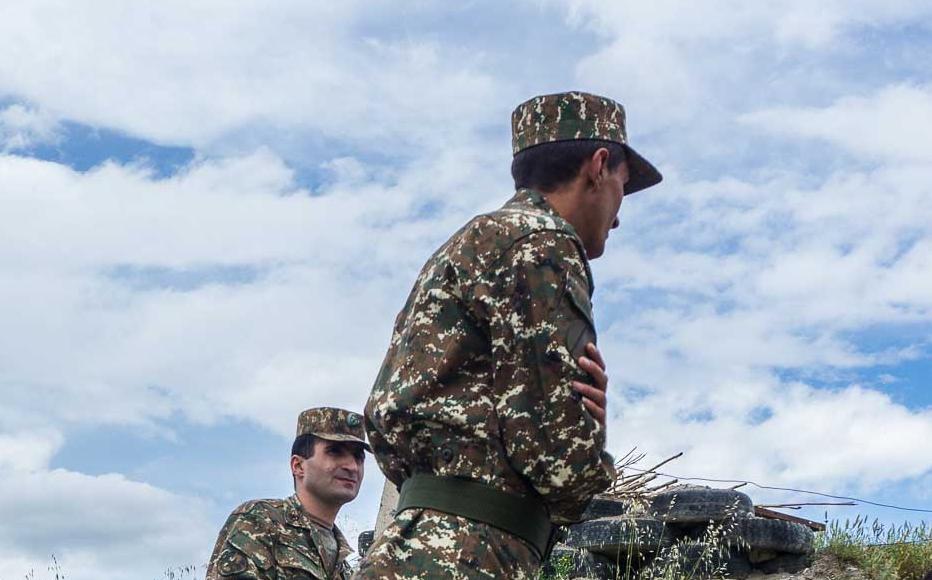 Armenian servicemen in frontline trenches separating the Armenian-controlled territory from the Azerbaijani forces in Nagorny Karabakh, pictured in May 2016.