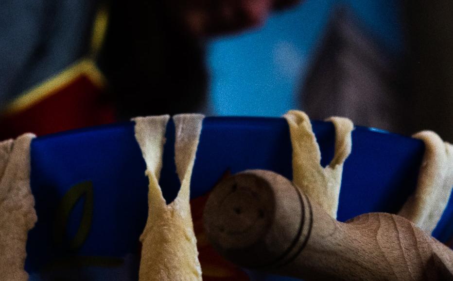 Preparing the krustyky, traditional Ukrainian fried biscuits, at Odesa’s main Jewish community centre, Mygdal Jewish Centre. Preparing the krustyky, traditional Ukrainian fried biscuits, at Odesa’s main Jewish community centre, Mygdal Jewish Centre.