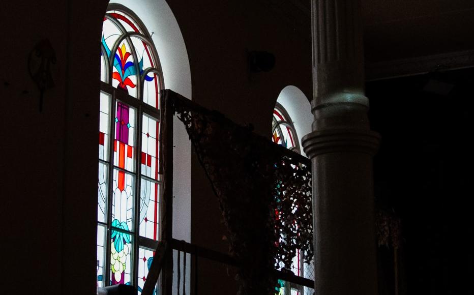 Stained glass decorate the windows in Odesa’s main Jewish community centre, Mygdal Jewish Centre.