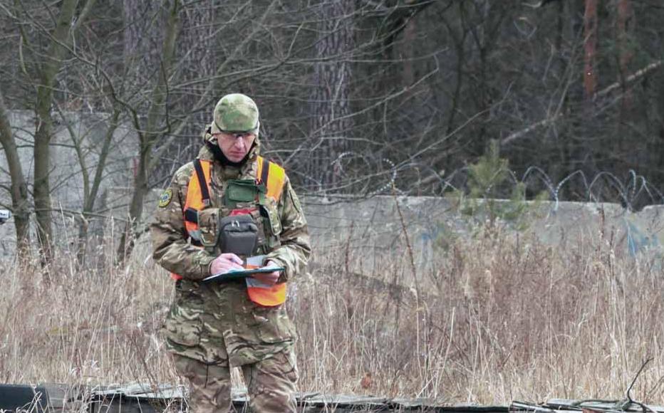 Ukrainian volunteers in a training camp organised by Ukrainian Legion, a body which organises military training for the civilian population.