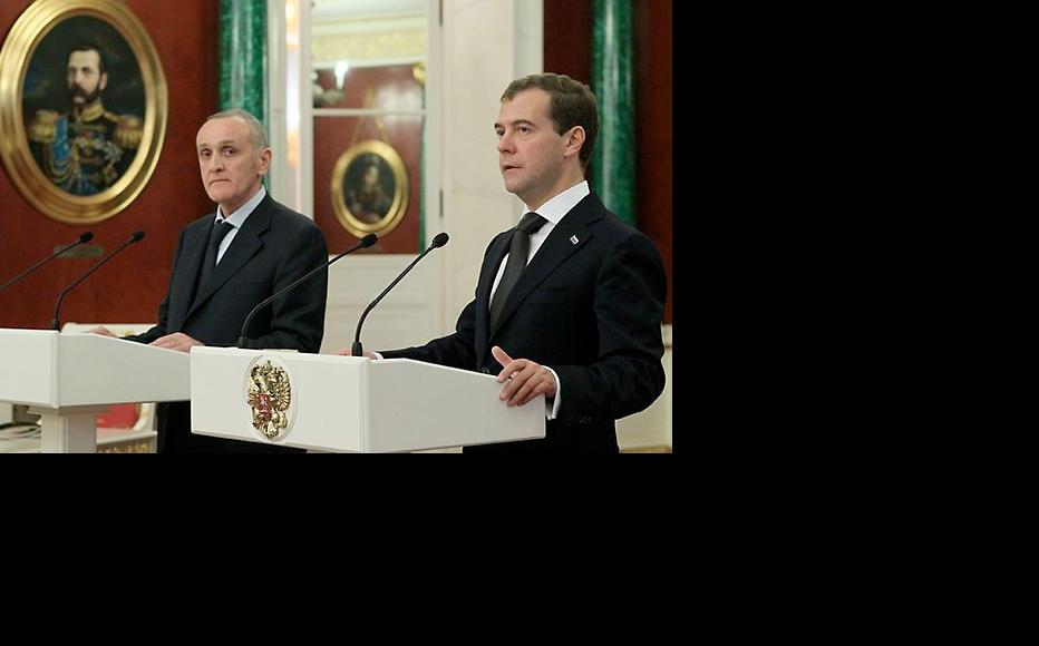 Abkhazian president Alexander Ankvab (left) with Russian prime minister Dmitry Medvedev, who was president when this photo was taken in 2011. (Photo: Russian Presidential Press and Information Office)