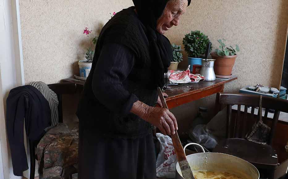 Greta Melkumyan, 82, refuses to leave her native Sotk, a village in Gegharkunis province, close to the Azerbaijani border. At night, she sleeps in her car, not at home. Greta Melkumyan, 82, refuses to leave her native Sotk, a village in Gegharkunis province, close to the Azerbaijani border. At night, she sleeps in her car, not at home.