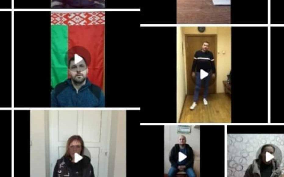 A screenshot of some of the televised forced confessions of Belarus' railway employees detained in March 2022 for their actions in support of Ukraine. A screenshot of some of the televised forced confessions of Belarus' railway employees detained in March 2022 for their actions in support of Ukraine.