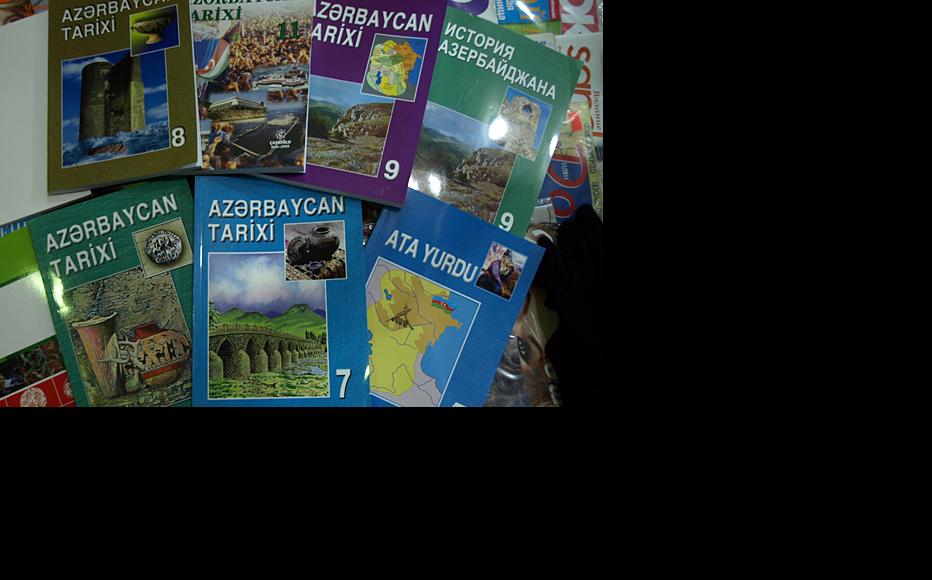 Standard history textbooks used in Azerbaijani schools. (Photo: Shahla Sultanova)