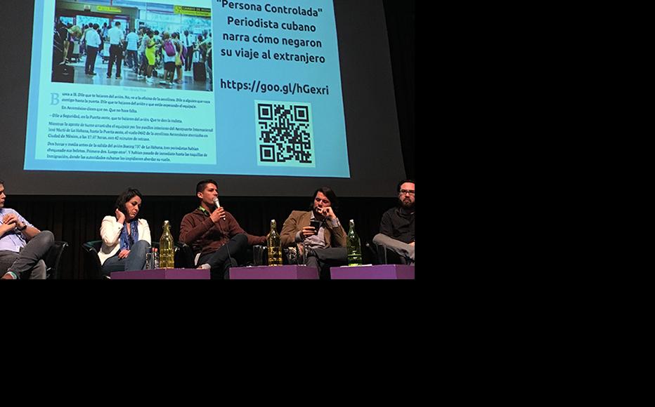 Panel at the Latin American Digital Media and Journalism Forum held in Mexico City, November 2017. (Photo: IWPR)